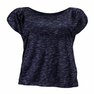 Tendance de la rue à la mode, T-shirt texturé ultra-ample à manches courtes et à épaules dénudées pour femmes Coupe ample - Product Image 1
