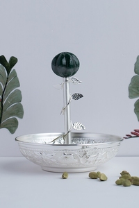 Bol de désodorisant de luxe en pierre naturelle argentée et laiton - Product Image 3