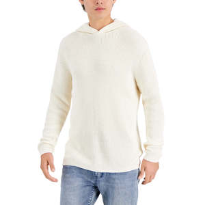 Maglione con Cappuccio da Uomo INC International Concepts, Bianco Effetto Acid Wash, Lavorato a Maglia con Motivo Patchwork, Disponibile nelle Taglie XXS XS S M XL Large - Product Image 1