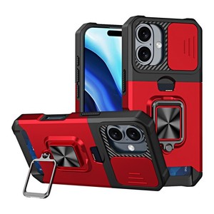 iPhone 16 6.1 <b>Magnetic</b> Kickstand W/ Sliding <b>Camera</b> Cover Card Slot - Product Image 1