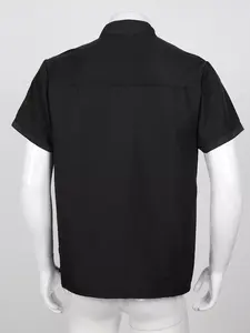 เสื้อยูนิฟอร์มเชฟใช้ได้ทุกเพศเสื้อเชฟแขนสามส่วนผ้าคอตตอนสำหรับ100% ยีนส์สามารถปักโลโก้ได้ตามต้องการ - Product Image 3