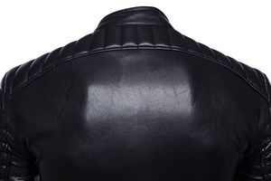 2024แจ็คเก็ตไบเกอร์ผู้ชายหนังวัวแท้ปกตั้งหนังวัวแฟชั่นมอเตอร์ไซด์สำหรับฤดูหนาว - Product Image 2
