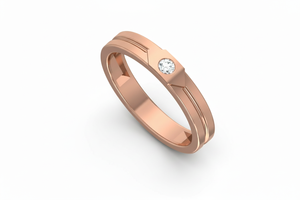 Women's 14K Gold & Natural Elegant Sleek Flush-Set Diamond <b>Band</b> <b>Ring</b> - Product Image 3