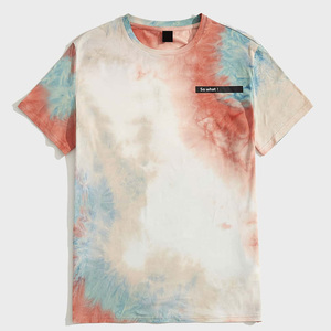 Custom printed tie dye <b>tshirts</b> for men breathable summer cotton oem production with logo design and private label options - Product Image 2