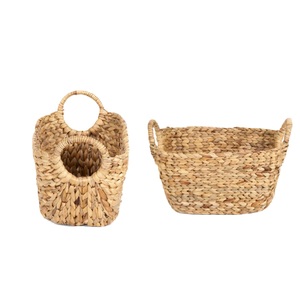 Vente en gros de 100% paniers de rangement en jacinthe d'eau naturelle OEM conteneurs de stockage multifonctionnels flexibles et durables pour la maison - Product Image 3