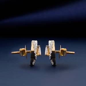 Oro amarillo 1,40 Ct Trillón redondo Corte brillante Lab Grown Diamond Halo Stud Pendientes Dos en uno Regalo de boda para ella - Product Image 3