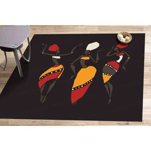 Three African Dancers Printed <b>Rug</b> - <b>Non</b> <b>Slip</b>, Easy Clean, Office Decor,Chenille <b>Rug</b> - Product Image 1