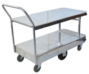 LIPHOCO Chariot de plate-forme en acier commercial à 2 niveaux de haute qualité Revêtement électrostatique en poudre Équipement de manutention de 5 ans et plus - Product Image 4