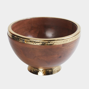 Bol en bois de noyer de qualité créative avec accent floral argenté bol à salade bol décoratif pour la maison pour les fournitures de restaurant d'hôtel - Product Image 5