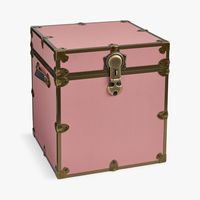 Coffre de rangement vintage rose en forme de cube |   Boîte de rangement métallique robuste pour camping avec quincaillerie en laiton |   Commode de rangement décorative pour chambre à coucher