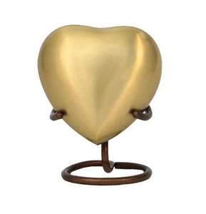 Small Aluminum Modern Decorative Keepsake Urn for Women with Rose Design Stand Gift Box & <b>Velvet</b> <b>Bag</b>-Mini Memorial Heart Urn - Product Image 1