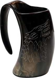 Tasse à bière en corne de buffle de qualité supérieure Coupe traditionnelle en corne de boeuf Viking avec support (personnalisable) - Product Image 2