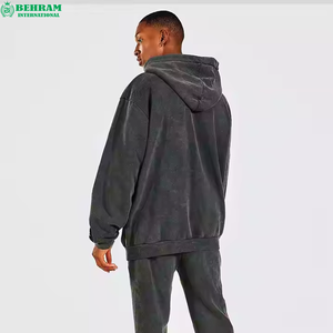 High Quality Eco-Friendly Breathable Zipper Hoodie Heavyweight Streetwear Acid Washed Sweat Suit Set Vintage Tracksuit - Product Image 5