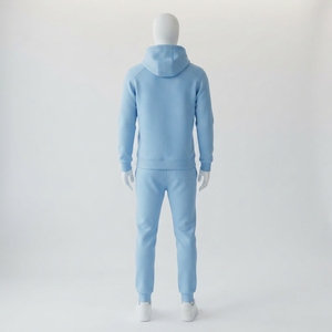 Conjunto Deportivo de Invierno para Hombre, Color Azul Cielo, con Capucha, Transpirable, Ecológico, 100% Algodón, Ligero, de Secado Rápido, Sudadera y Pantalones Jogger - Product Image 5