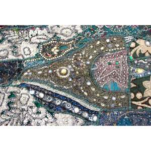 Tapiz Bordado Bohemio Indio para Colgar en la Pared, Tela de Algodón Verde Abstracta para Uso Decorativo en Exteriores, Halloween, Navidad - Product Image 4