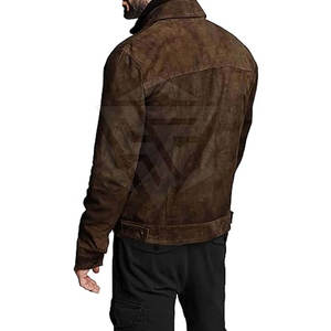 2025 Men's Custom Color <b>Suede</b> Leather Winter <b>Jacket</b> 100% Cow Skin Stand Collar Front Logo Breathable Windproof Eco-Friendly High - Product Image 6