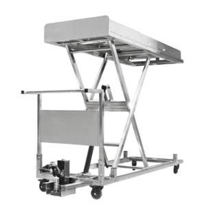 Carretilla elevadora de pedal hidráulica con bandeja de acero inoxidable 304 Elevador de carro de cadáver para uso hospitalario - Product Image 1