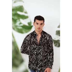 Camisa abotonada con estampado de cebra para hombre - Product Image 5