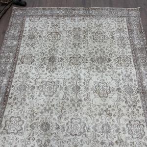 Tapis, 5,8x9,6 pieds, tapis vintage, tapis gris patchwork en laine - Product Image 4