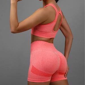 เซ็ตชุดโยคะ2ชิ้นสำหรับผู้หญิงบราสำหรับเล่นกีฬากันกระแทกด้านหลังชุดออกกำลังกายกางเกงขาสั้นยกสะโพกแห้งเร็ว - Product Image 6