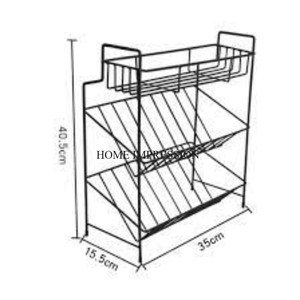 Prime Quality <b>Metal</b> Rust Resistant Coated Black Color 3 Tier Kitchenware Food Items and Utensils Storage Organization Racks - Product Image 2