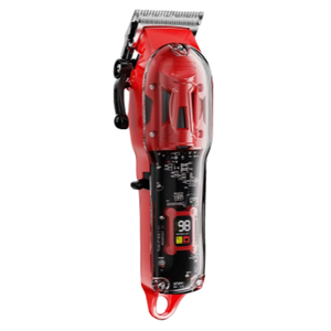 Tondeuse à cheveux sans fil rouge transparente, rechargeable par USB, affichage LED de la puissance, machine à couper les cheveux avec 4 peignes pour hommes, usage professionnel - Product Image 1