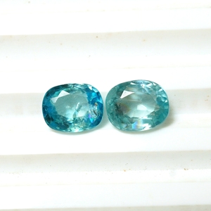 Forma de cojín facetado de cambolita natural, corte de circón azul camboyano, par de piedras preciosas sueltas para la fabricación de joyas - Product Image 1