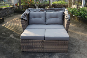 PRDB-GSS Modern <b>Outdoor</b> Poly <b>Rattan</b> Sofa Bed <b>Daybed</b> with Cushion - Product Image 6