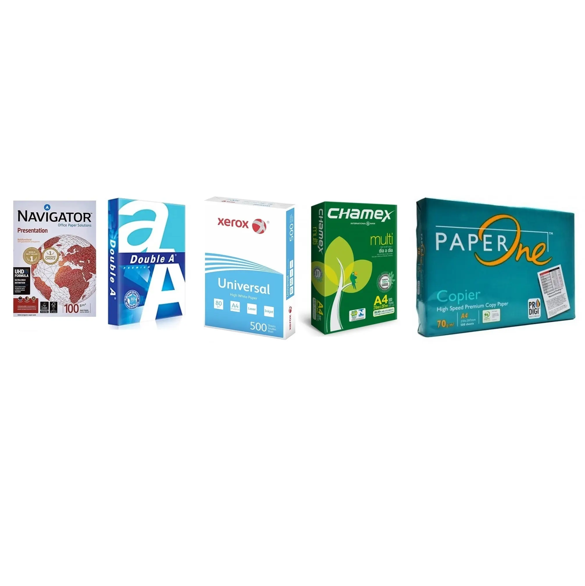 Papel A4, doble A/navegador/Xerox/papel One/80 Chamex GSM, 500 hojas por ream, 5 varas por caja, color blanco, 100% de brillo