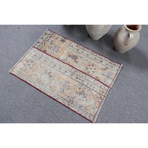 พรมตุรกีโบราณขนาดเล็ก 2.1x2.8 ฟุต สีขาวแดง พรมขนสัตว์แบบตะวันออก - Product Image 4