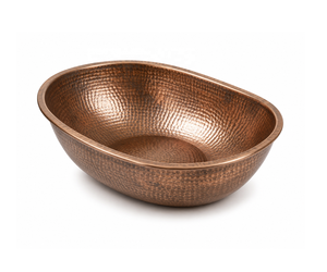 Cuenco de Pedicura de Cobre Hecho a Mano, Forma Ovalada, Acabado Martillado, para Uso en Salón - Product Image 1