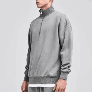 High Quality 1/4 <b>Zip</b> Hoodie Heavyweight French Terry Custom Embroidered 100% Cotton Custom Printing - Product Image 5