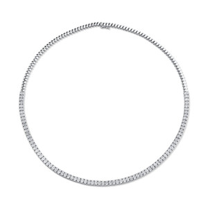 สร้อยคอเทนนิสแบบลิงค์โลหะประดับเพชรทรงรีแบบฝังหนามเตยทองคำ 18K ดีไซน์หรูหรา สำหรับเจ้าสาว รับผลิตแบบ OEM ขายส่ง ขายปลีก - Product Image 1