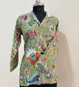 เสื้อเชิ้ตแขนยาวผ้าคอตตอนสีเบจแบบลำลองสำหรับผู้หญิงทุกฤดูเสื้อมีกระดุมตกแต่งลูกไม้ลายดอกไม้เสื้อพิมพ์ลายซาฟารีเสื้อเซ็กซี่ - Product Image 1