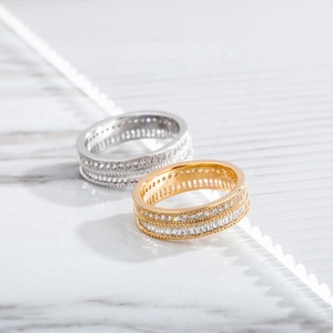 Anello di moda personalità Baguette CZ ghiacciato <span class=keywords><strong>Micro</strong></span> pavé rotondo zircone cubico Hip Hop anello Bling ottone oro placcato gioielli Rapper - Product Image 6