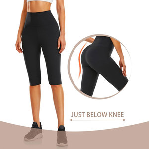 High-Performance Women's Yoga <b>Leggings</b> <b>Knee</b>-<b>Length</b> with Stylish Crossover Waist Elastic for Supportive Fit - Product Image 3