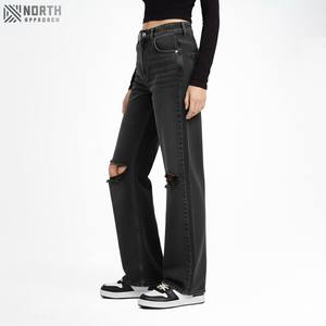 <b>Women's</b> High Waist <b>Elastic</b> Skinny Leg <b>Jeans</b> Casual Distressed Ripped Design Breathable 3d Fashion Ladies Slim Long Pants - Product Image 6