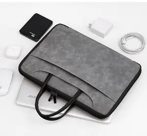 New Arrival Supplier Briefcase Computer Bags 180 Degree Opening Design Suede Laptop Handbag