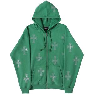 Offre Spéciale nouveauté sweats à capuche délavés à l'acide pour hommes style unique respirant strass sweats à capuche zippés dans le meilleur matériel - Product Image 2