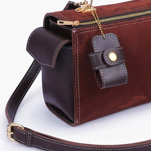 Bolso de Hombro Estructurado con Cremallera y Forro de Poliéster para Mujer, de Cuero Vacuno de Grano Completo y Ante, con Logotipo Personalizado, OEM, ODM, Venta al por Mayor - Product Image 4