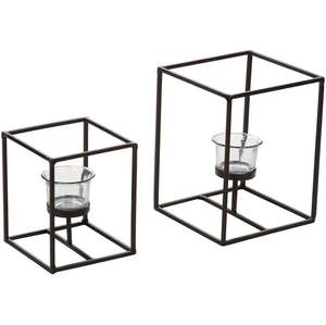 Support votif de table en métal de luxe noir bougeoir à photophore intérieur et extérieur pour la décoration de fête de mariage de bureau d'hôtel à la maison - Product Image 4