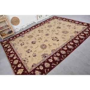 Tapis Turc Vintage Classique Beige Rouge 7.2 X 9.5ft Grande Surface Patchwork Laine avec Support en Latex pour Couloir ou Chambre - Product Image 2