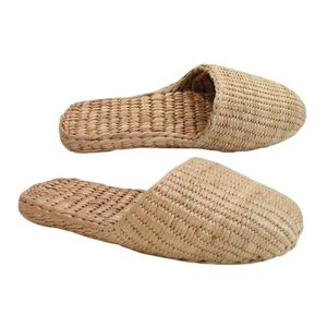 Handmade Straw <b>Slides</b> with Shell Flower Decoration Closed Toe Lightweight Heart Pattern Summer Breathable Indoor Outdoor Wear - Product Image 3
