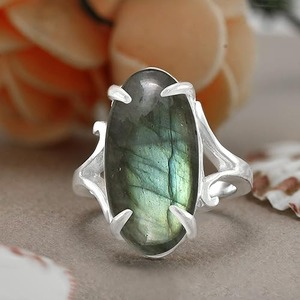 Anillo hecho a mano de Plata de Ley 925 sólida con piedra preciosa labradorita de fuego múltiple natural ¡Sello 925 para bodas y fiestas! - Product Image 2