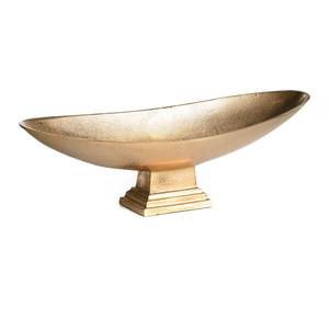 Bol de service en aluminium doré avec base en bois Décoration de table Dates Chocolat Fruits secs Bols Idéal pour les repas à la maison - Product Image 2