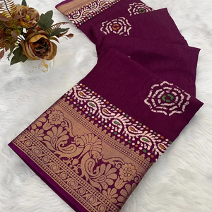 El último diseñador indio deslumbrante, ropa de fiesta de lujo exclusiva, ropa de novia, llamativa Dola Silk Jari Border Saree para mujer - Product Image 1