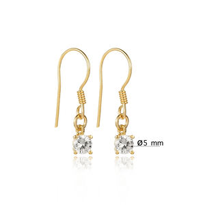 Boucles d'oreilles rondes en quartz clair délicates, plaquées or, argent sterling 925, fabrication artisanale, bijoux turcs en gros pour les occasions de fête - Product Image 2