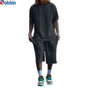 Conjunto de Camiseta Corta de Dos Piezas para Hombre, Estampado Personalizado, Talla Grande, Secado Rápido, Transpirable e Informal - Product Image 6