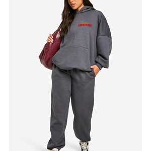 High quality oversized 100% cotton ladies tracksuit summer casual wear streetwear custom logo drop shoulder women's jogging <b>set</b> - Product Image 1