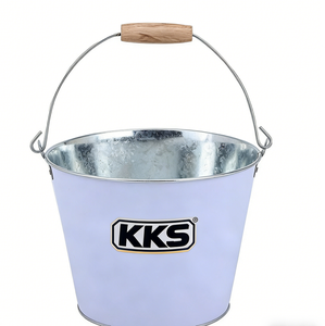 Cubo de Hielo Metálico de 5L con Asa, Personalizado con Logotipo, en Blanco y Azul, para Promociones de Marcas de Bebidas - Product Image 5